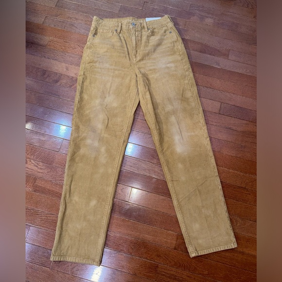 American Eagle Tan Corduroy Stretch Mom Jean Straight Leg Size 10 Long NWT - Picture 1 of 10
